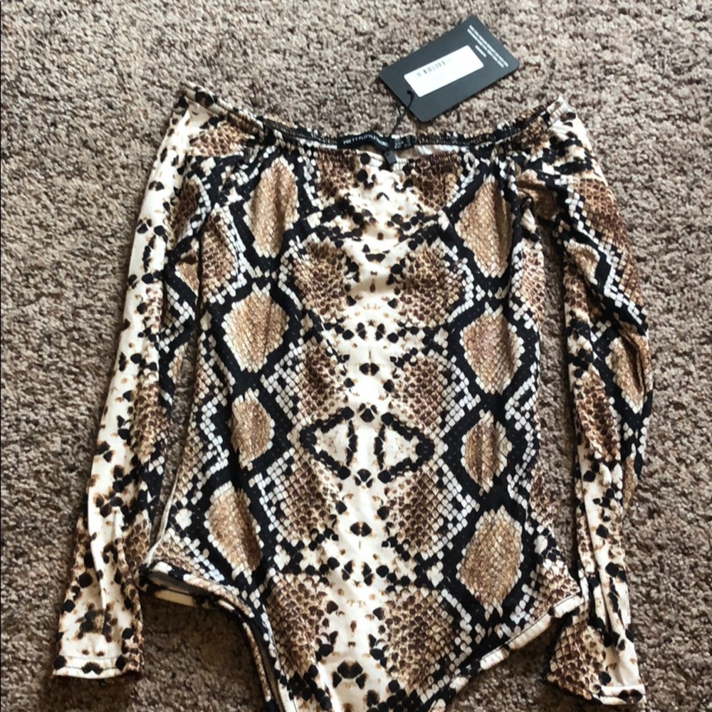 Snake Print Off the Shoulder Bodysuit